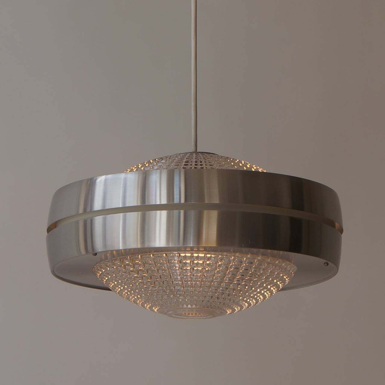 Four Raak Ufo Shaped Pendant Lights In Glass And Aluminum photo for sale