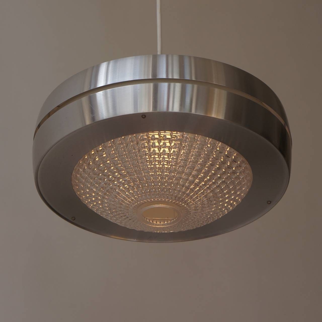 Four Raak Ufo Shaped Pendant Lights In Glass And Aluminum photo vintage