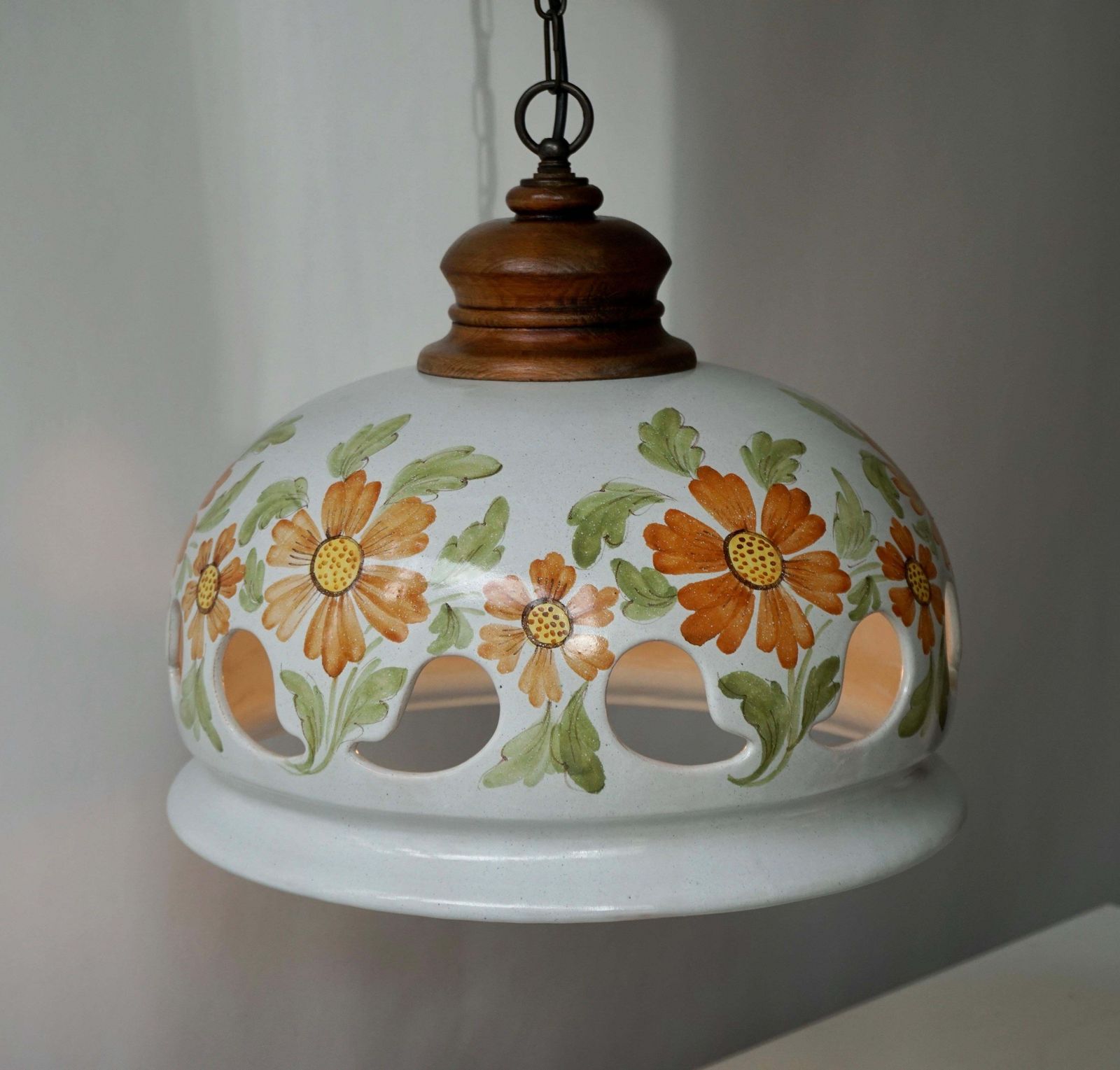 Italian Ceramic Lamp With Flower Decoration, 1970s photo furniture