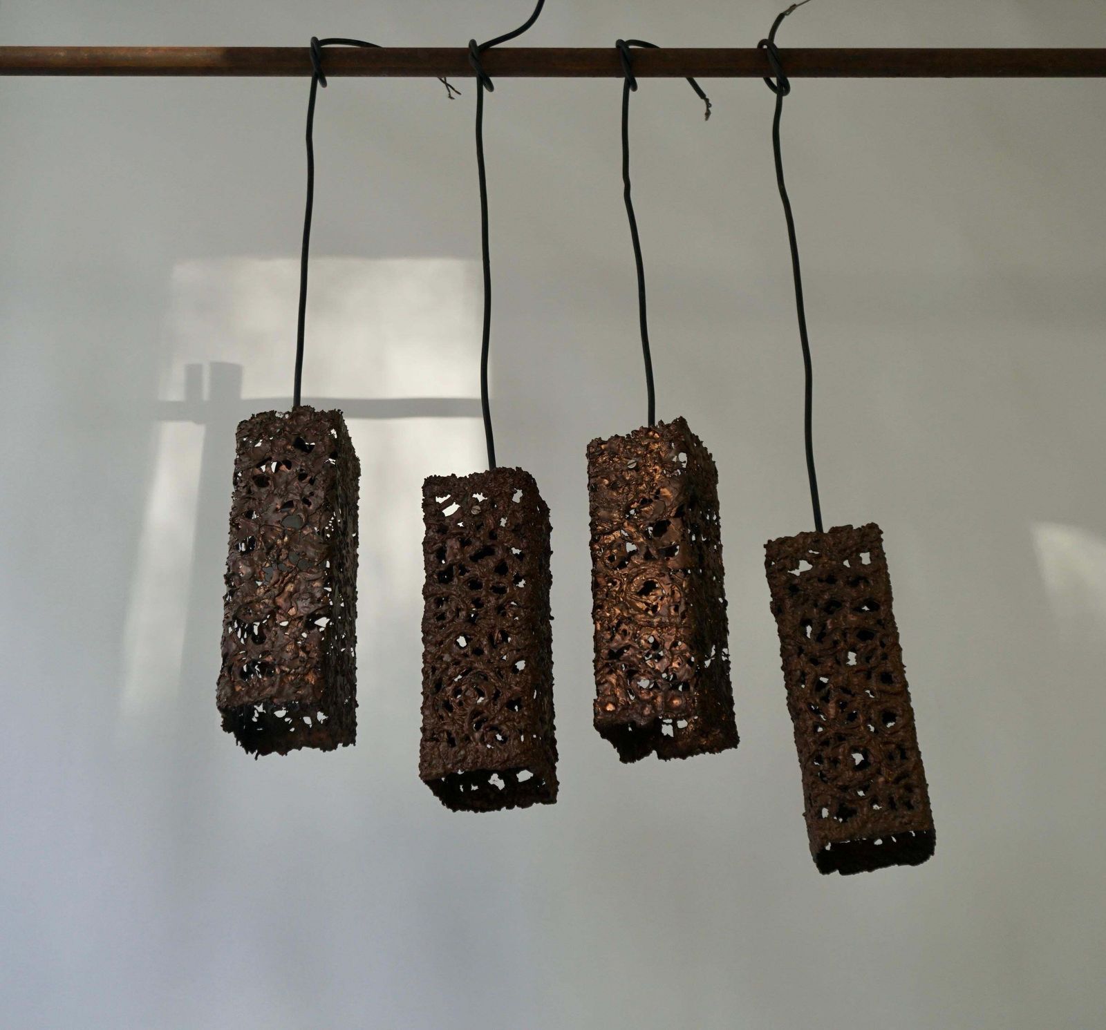 Four Organic Relief Copper Ceiling Lamp By Aimo Tukiainen Finland, 1960's photo furniture