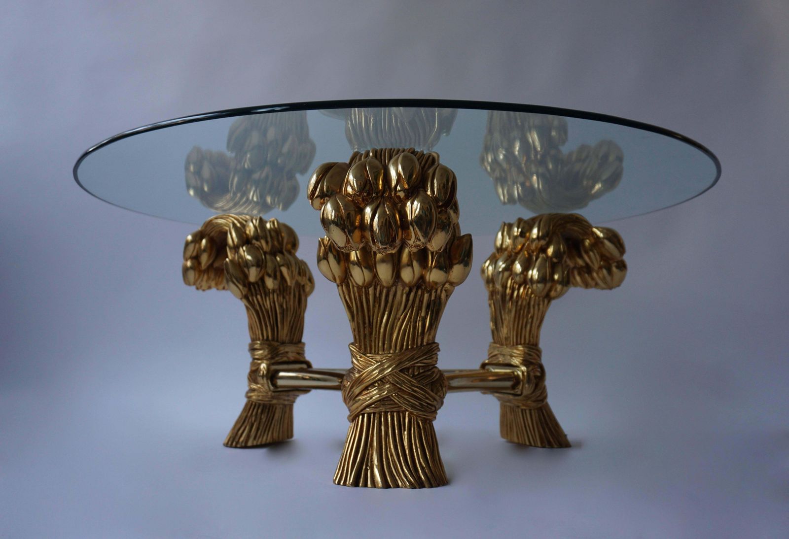 Round Glass Coffee Table In The Manner Of Maison Jansen photo vintage