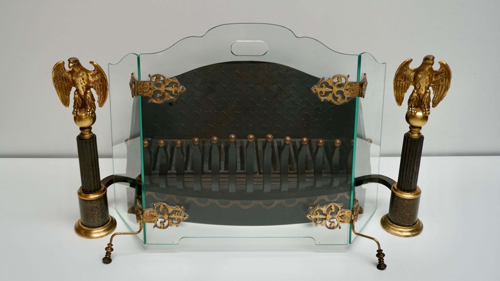 Glass And Brass Fireplace Screen photo Home Fixtures