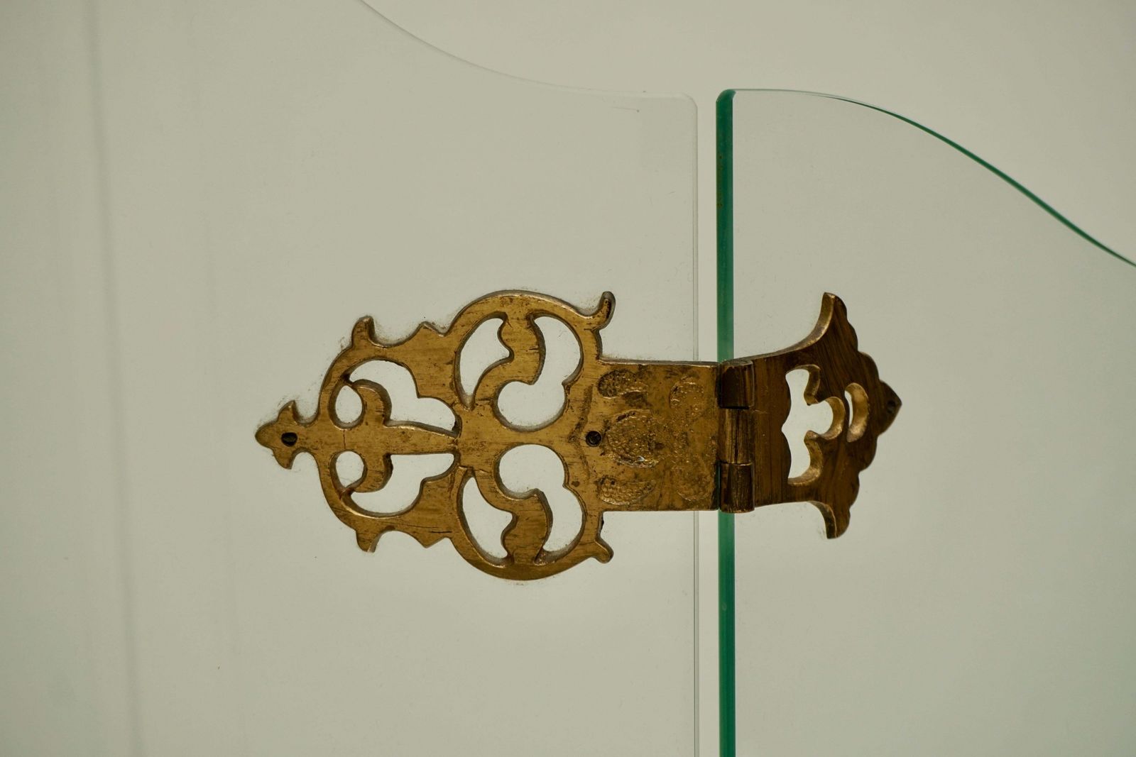 photo for sale Glass And Brass Fireplace Screen