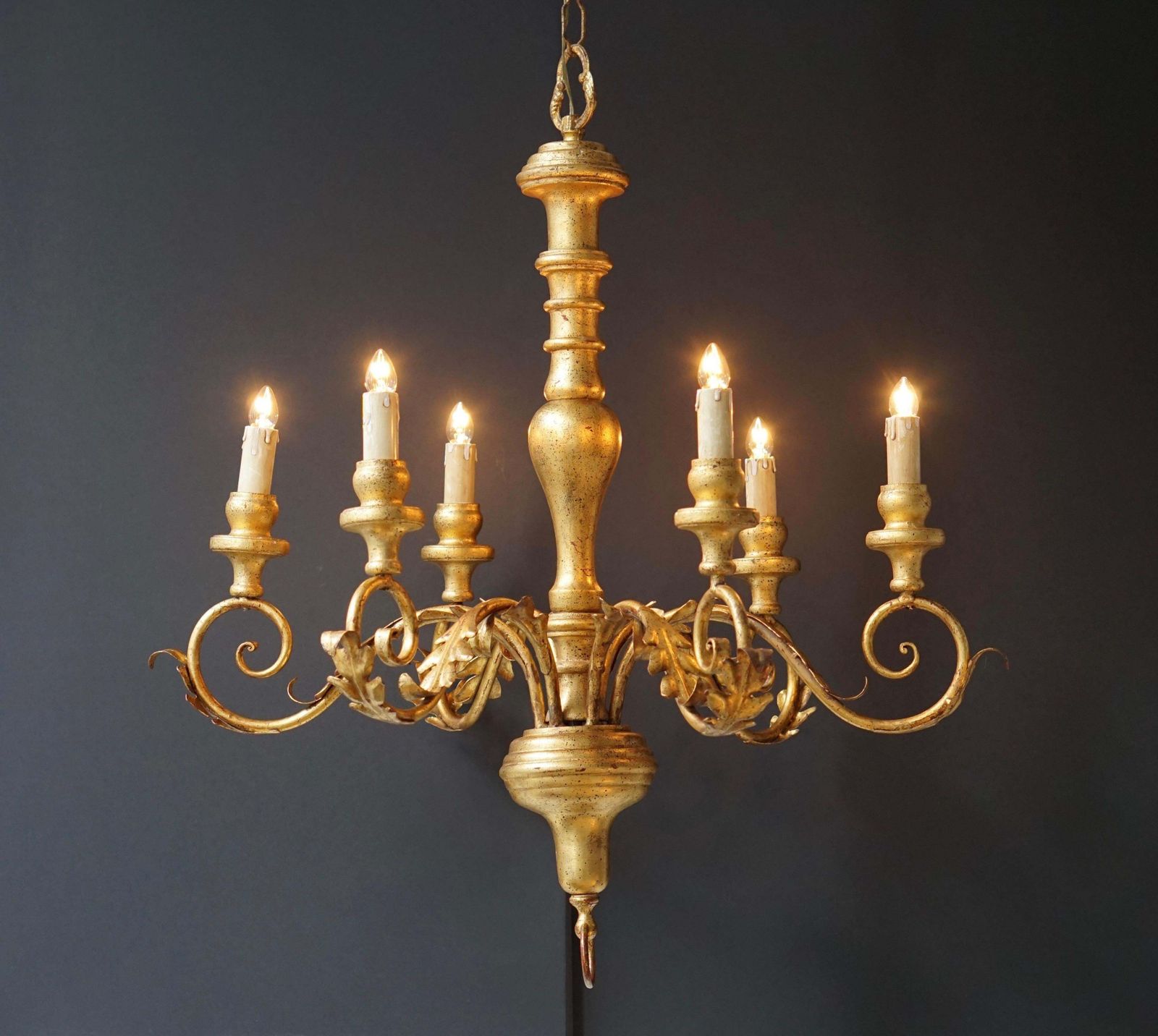 Italian Giltwood Six Arm Chandelier photo 1189.0