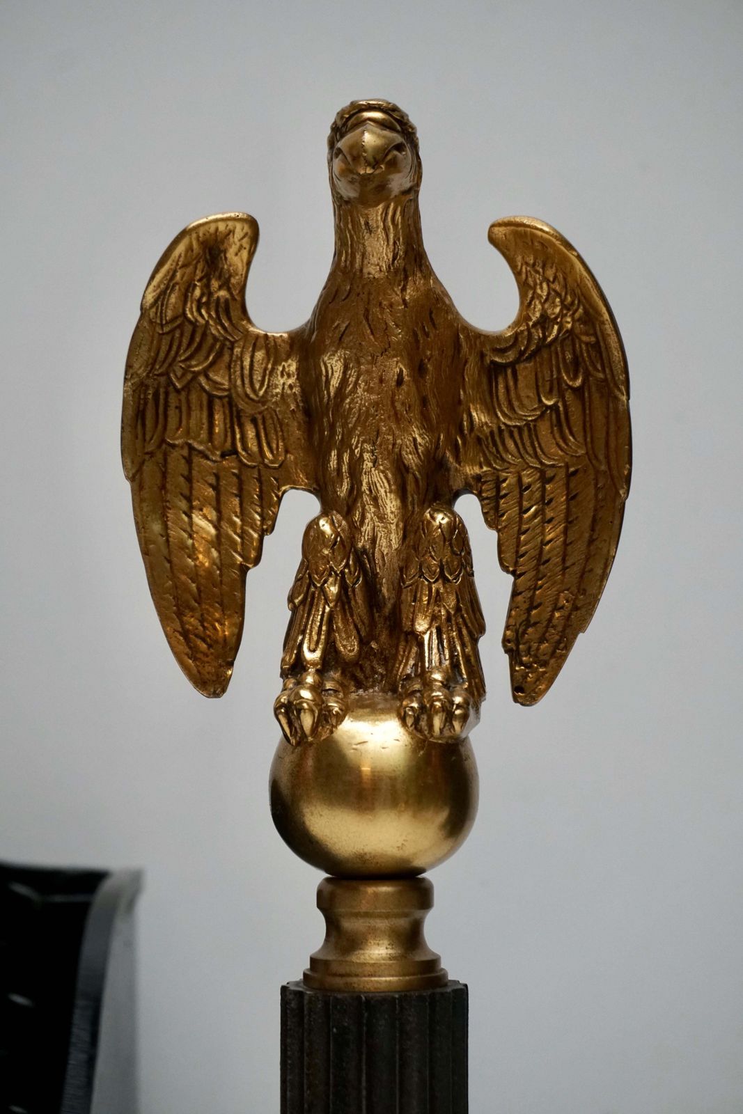 Monumental Late 19th Century Cast Iron Fire Grates Basket With Bronze Eagles photo for sale