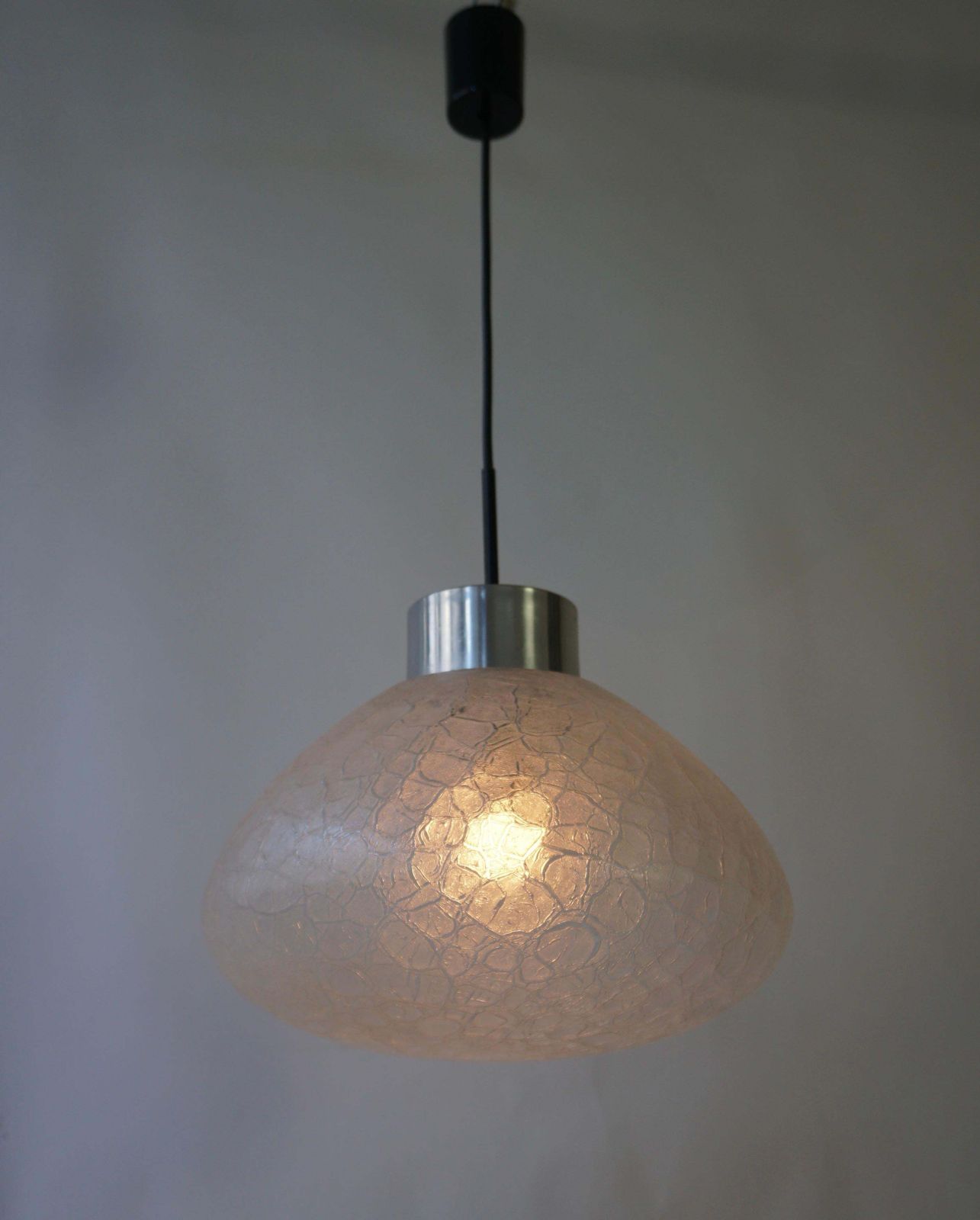Doria Pendant Lamp Clear Art Glass And Chrome 1960s 1970s Hanging Lamp photo buy
