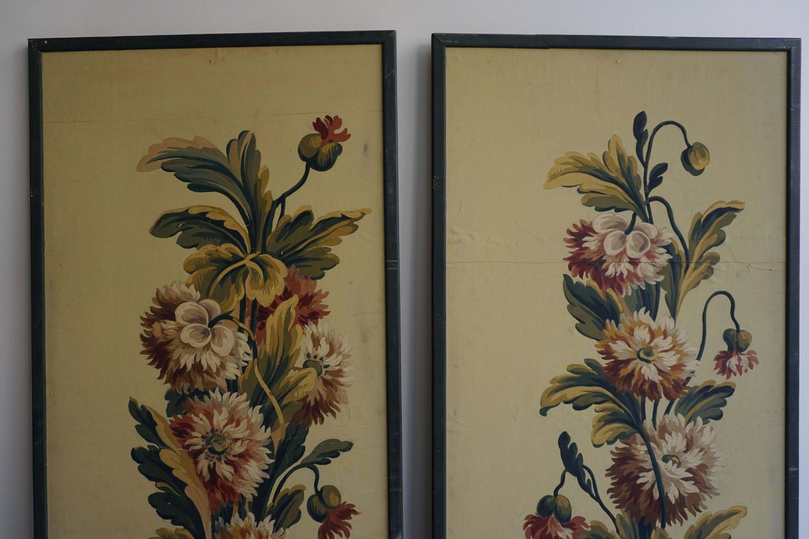 One Of Two Framed French Painted Paper Panels photo 679.0