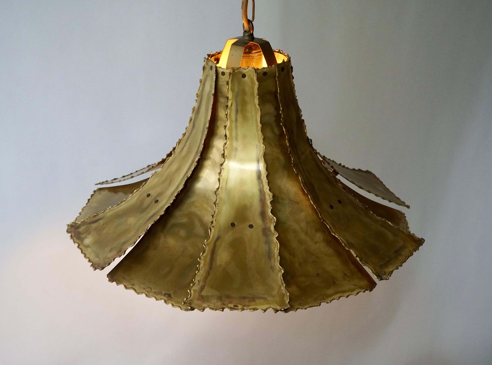 Mid Century Modern Oxidized Brass Brutalist Chandelier By Sorensen Denmark 1960s photo vintage