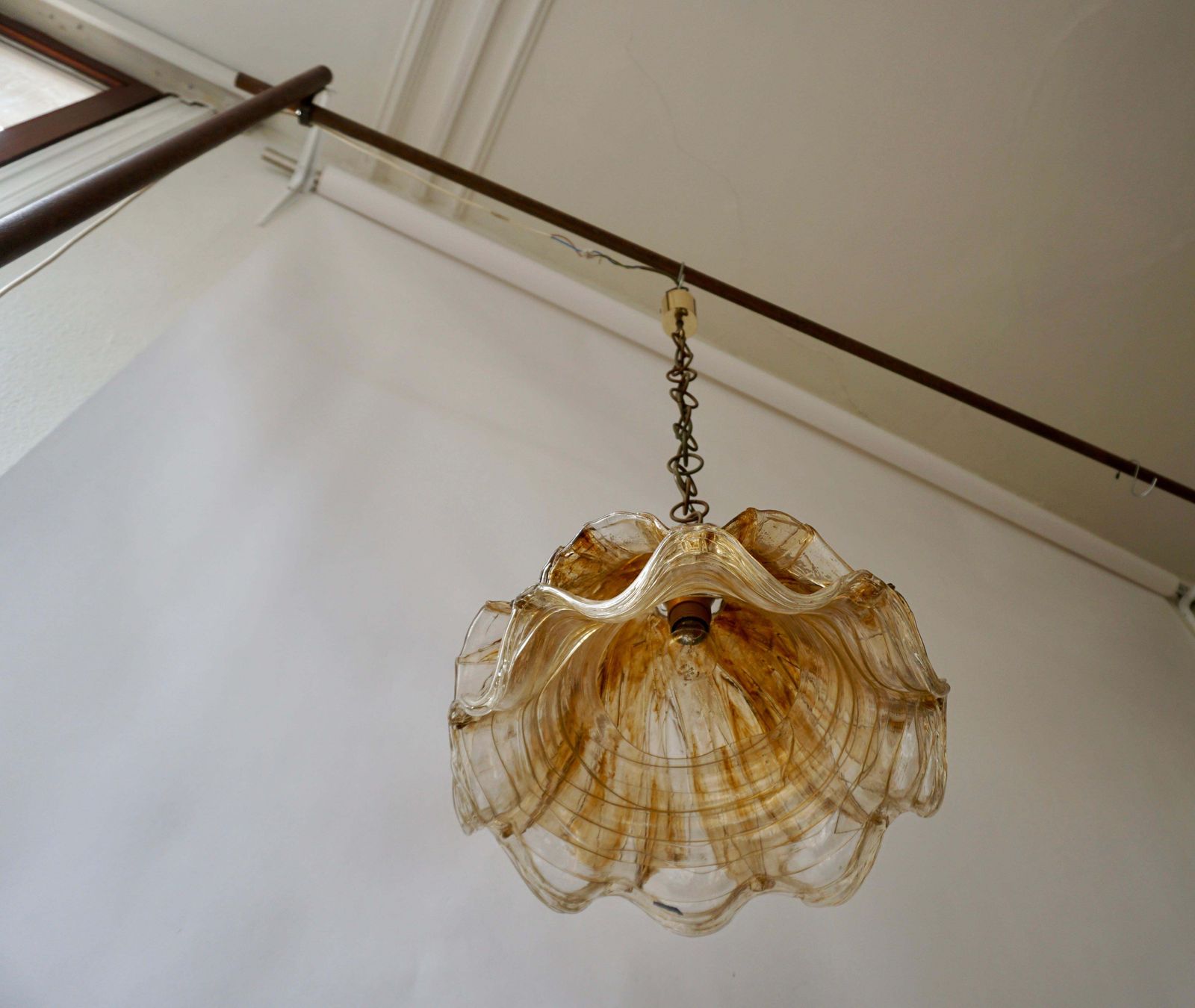 Brown And Transparent Acrylic Pendant Lamp, 1970s photo vintage