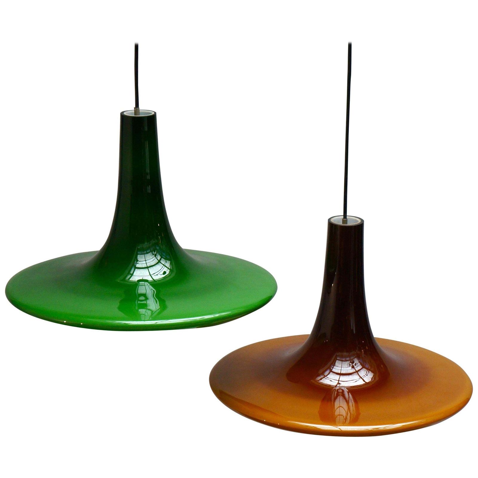 One Of Two Glass Pendant Lights By Peil And Putzler, 1970s, Germany