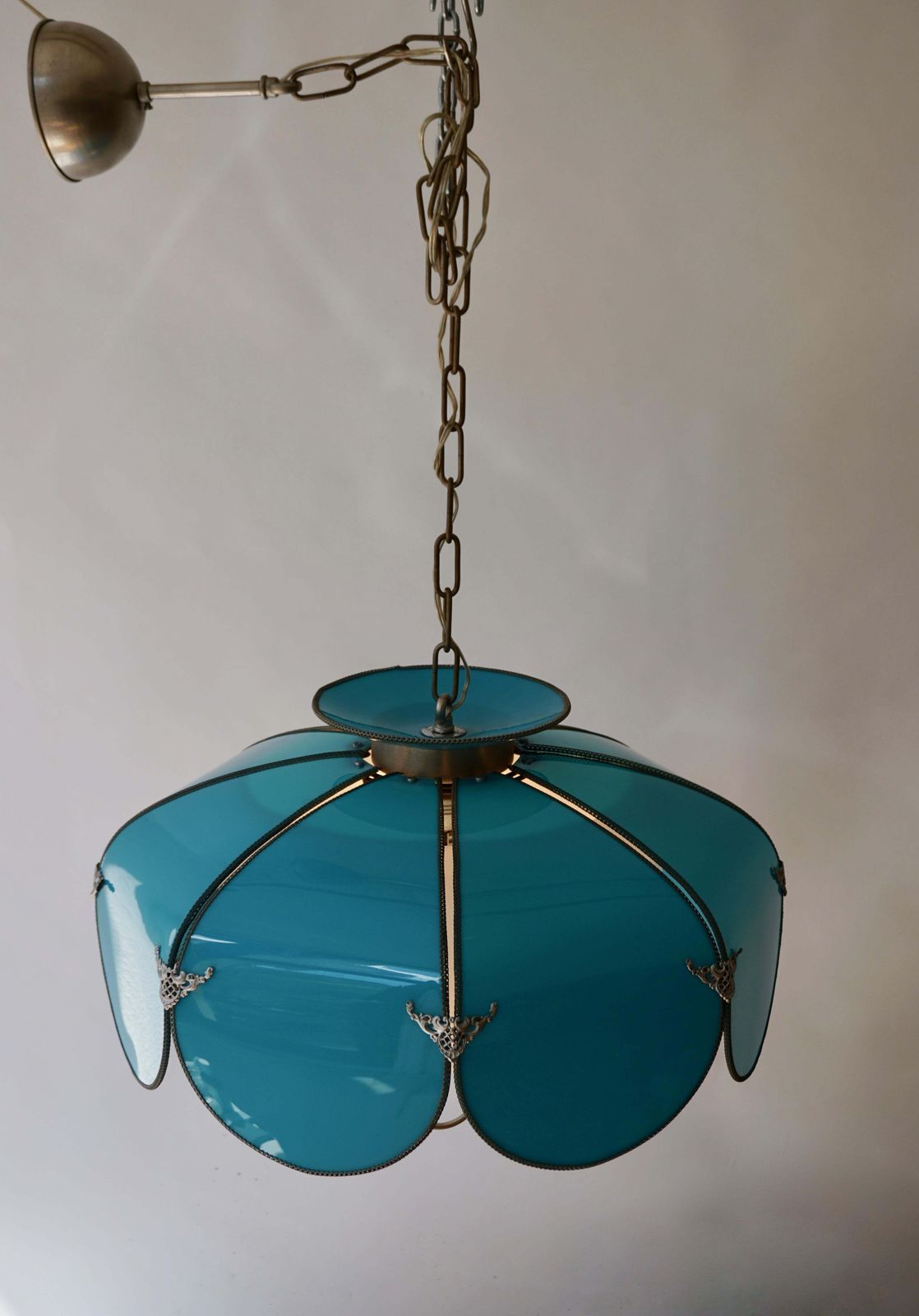 One Of Two Italian Tole Flowers Polychrome Chandeliers photo for sale