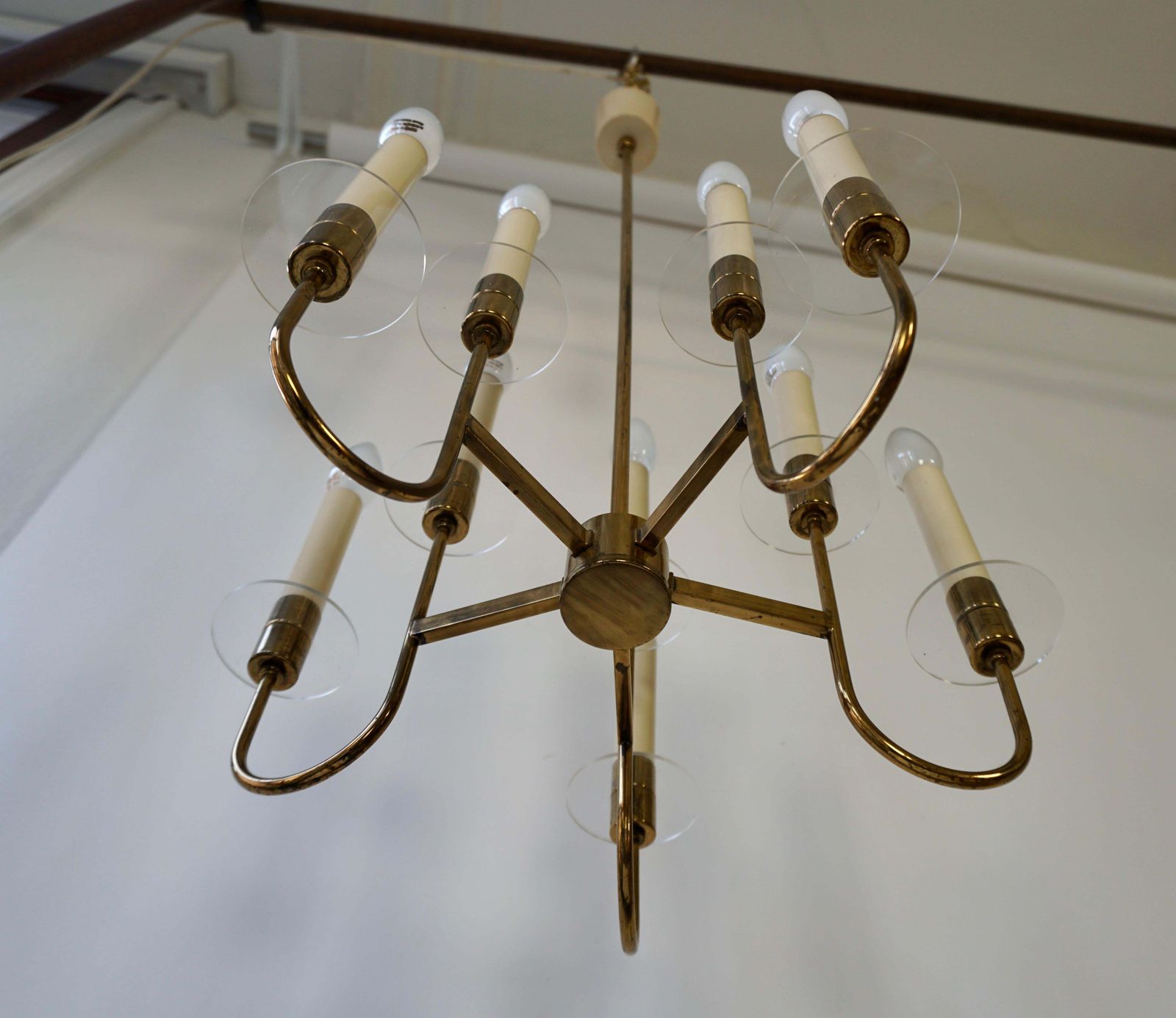 Elegant Italian Brass And Glass Chandelier photo 1574.0