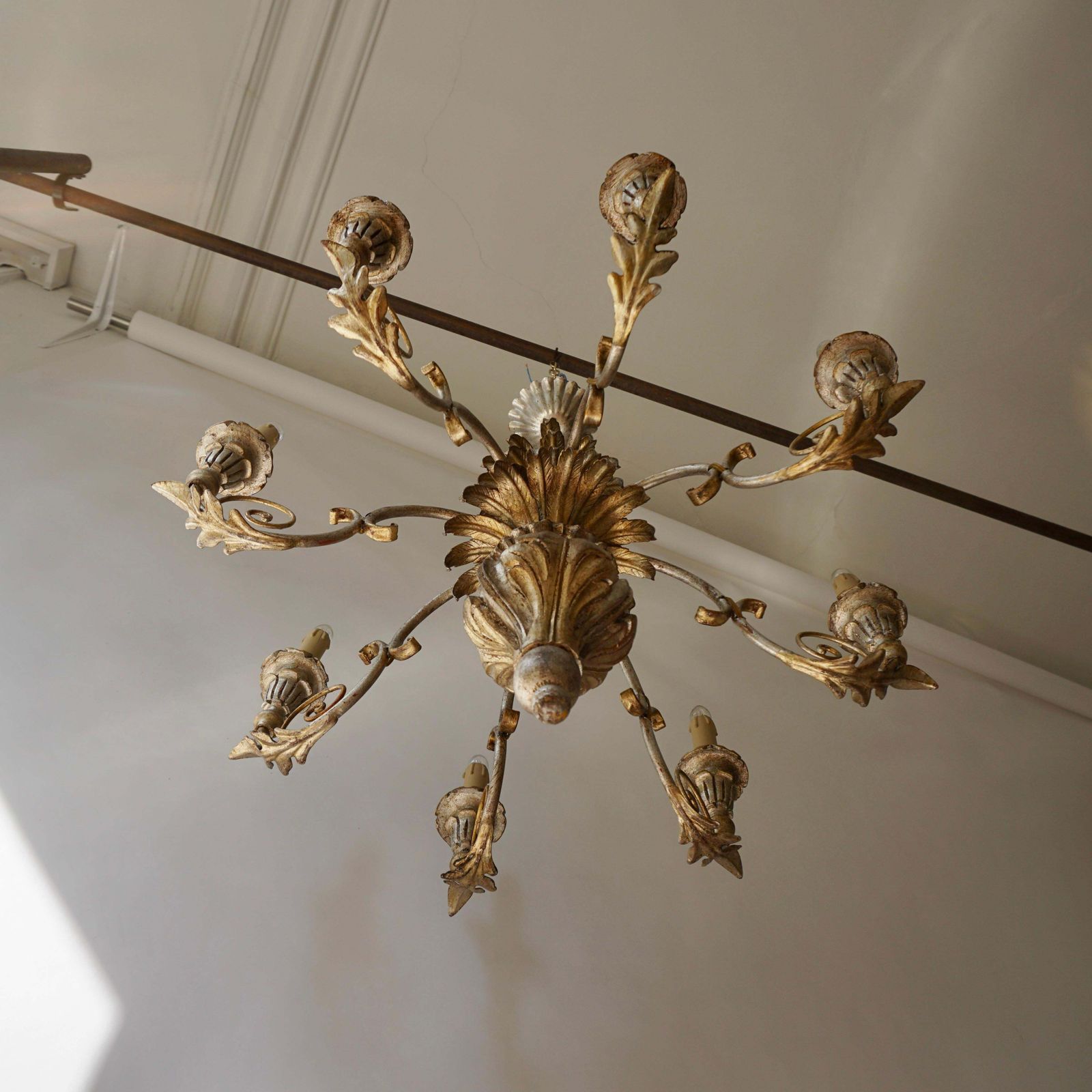 photo furniture Pineapple Chandelier In Lacquered Wood And Gilt Brass, 1950s