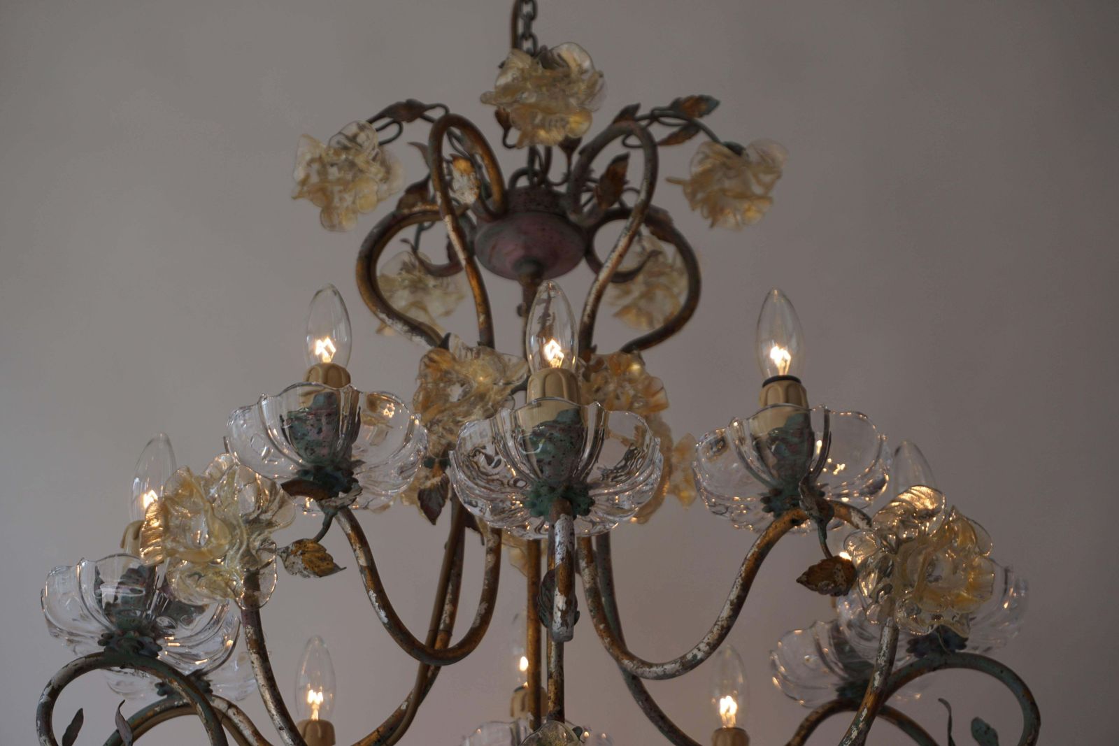 Italian Chandelier With Glass Flowers photo buy