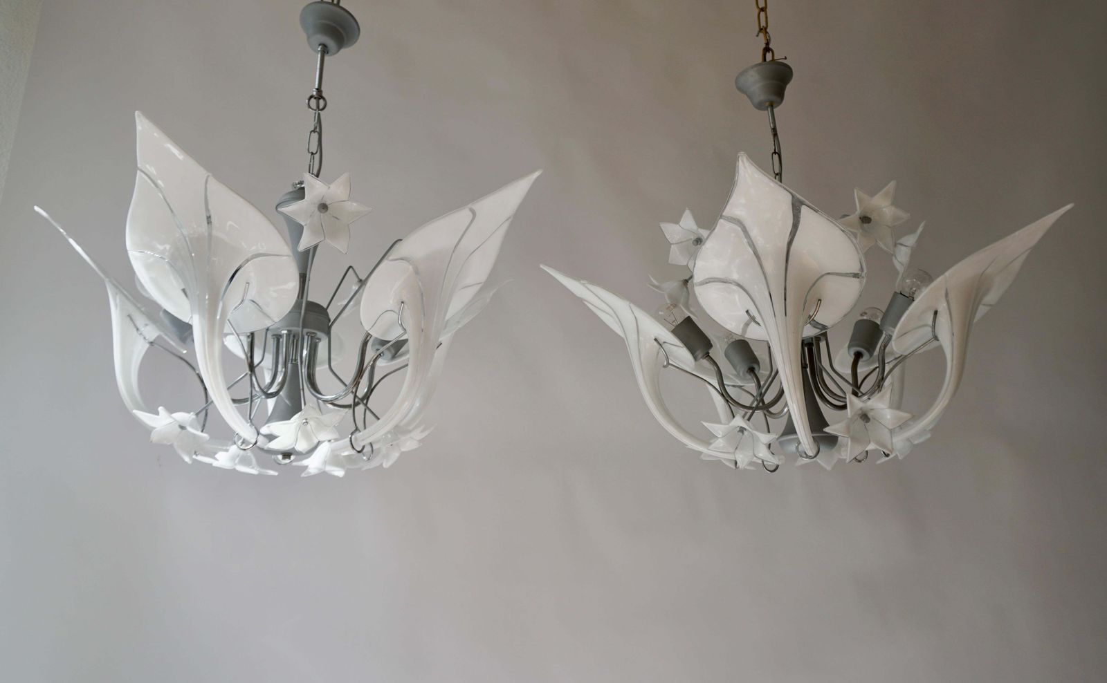 Pair Of Murano Glass Floral Chandelier Franco Luce Style, Art Glass photo furniture