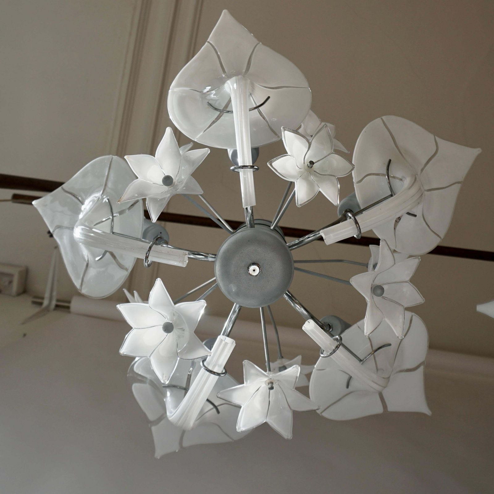 Pair Of Murano Glass Floral Chandelier Franco Luce Style, Art Glass photo vinterior