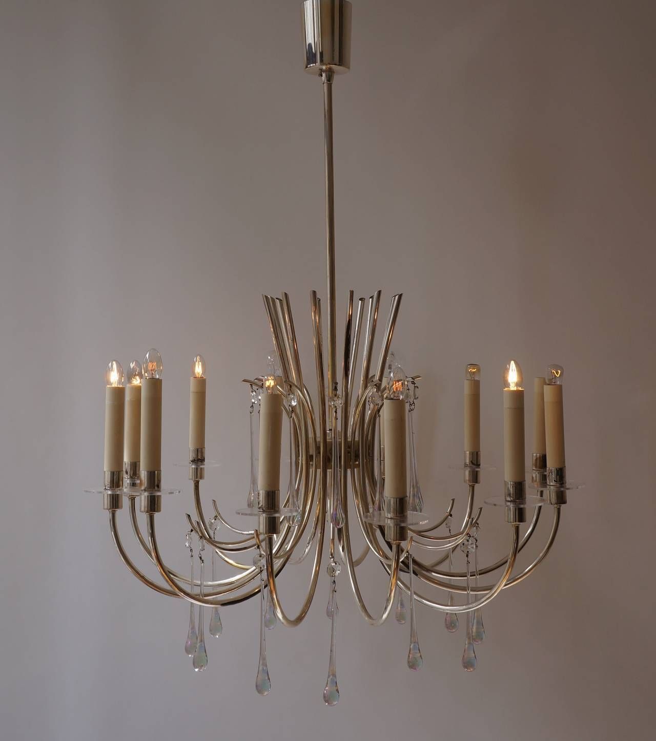 1970s Modernist Polished Aluminum Chandelier photo for sale