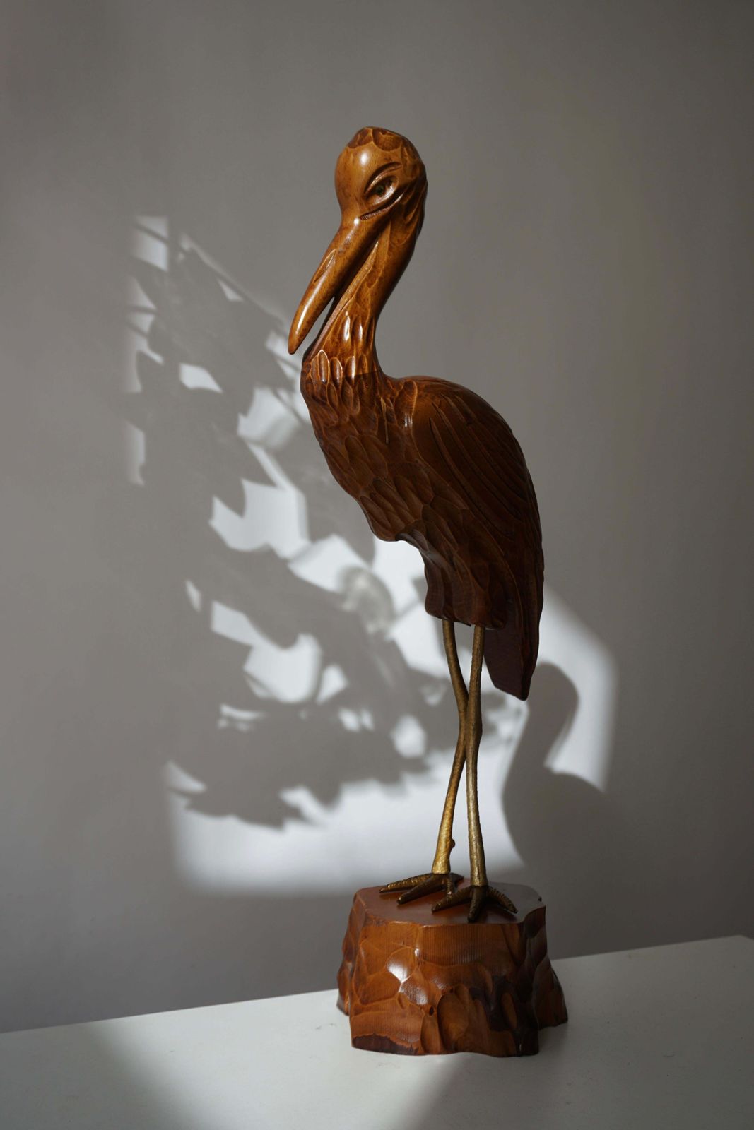 Mid Century Modern Metal And Wood Ibis Bird Sculptures photo Art