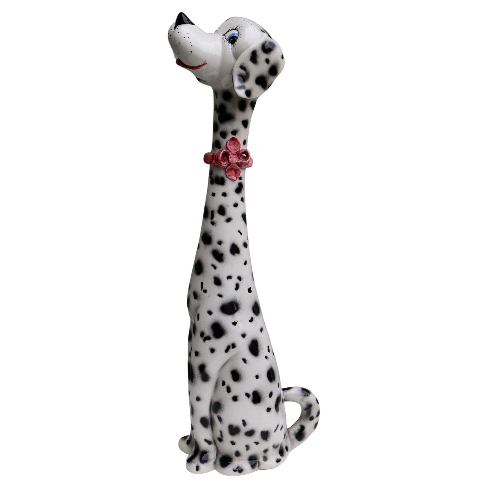 1970s Life Size Italian Terracotta Dalmatian Dog Figurine With Majolica Glaze
