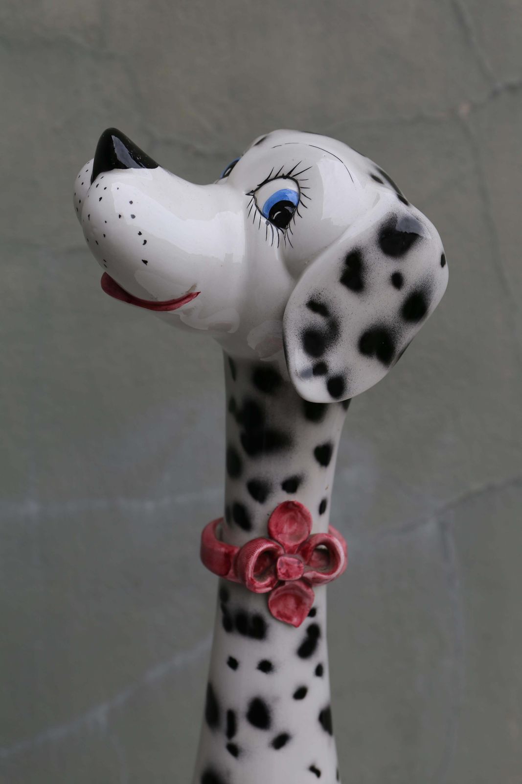 1970s Life Size Italian Terracotta Dalmatian Dog Figurine With Majolica Glaze photo vintage