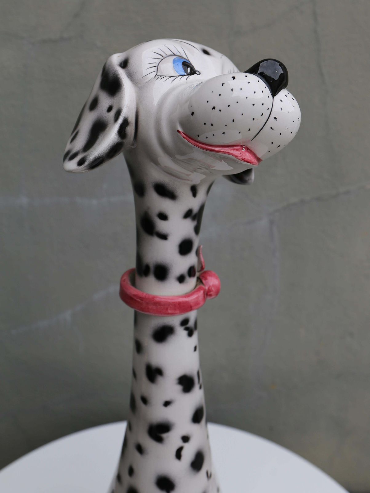 photo furniture 1970s Life Size Italian Terracotta Dalmatian Dog Figurine With Majolica Glaze
