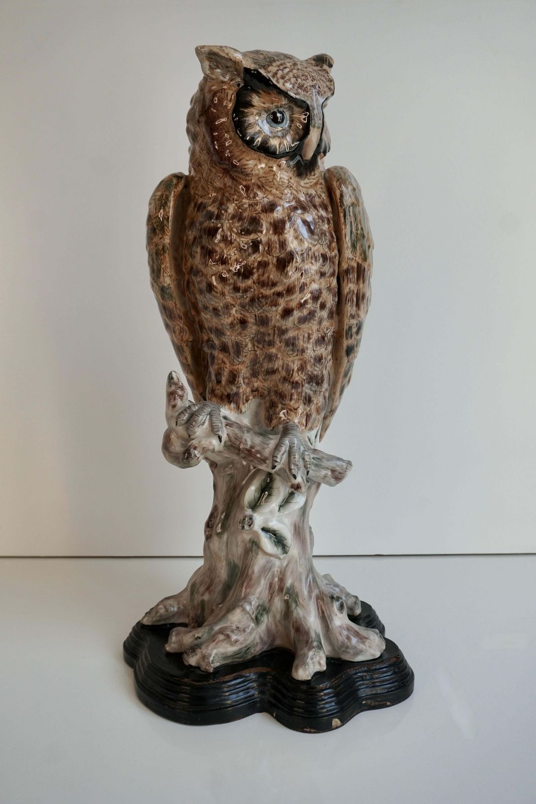 20th Century Rare And Mint Condition Brown Glazed Ceramic Barn Owl Sculpture photo furniture