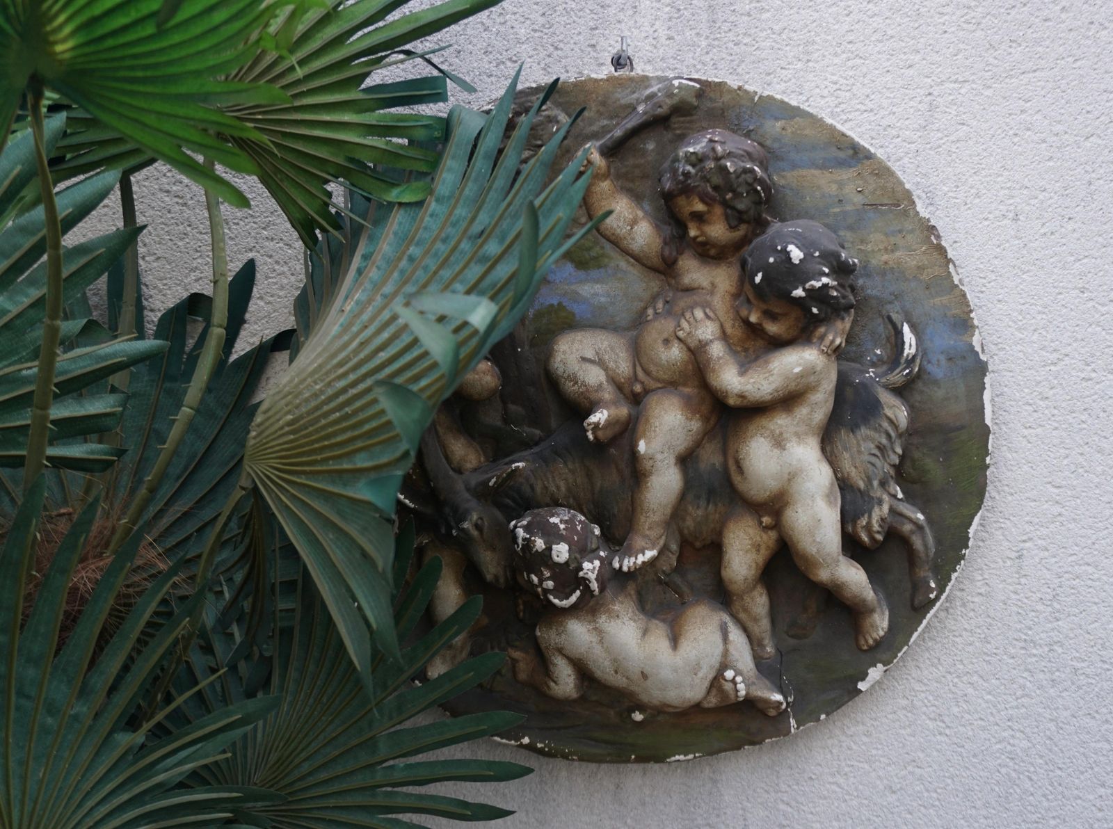photo for sale 19th Century  French Plaster Relief Plaque Of Four Putti Cherubs