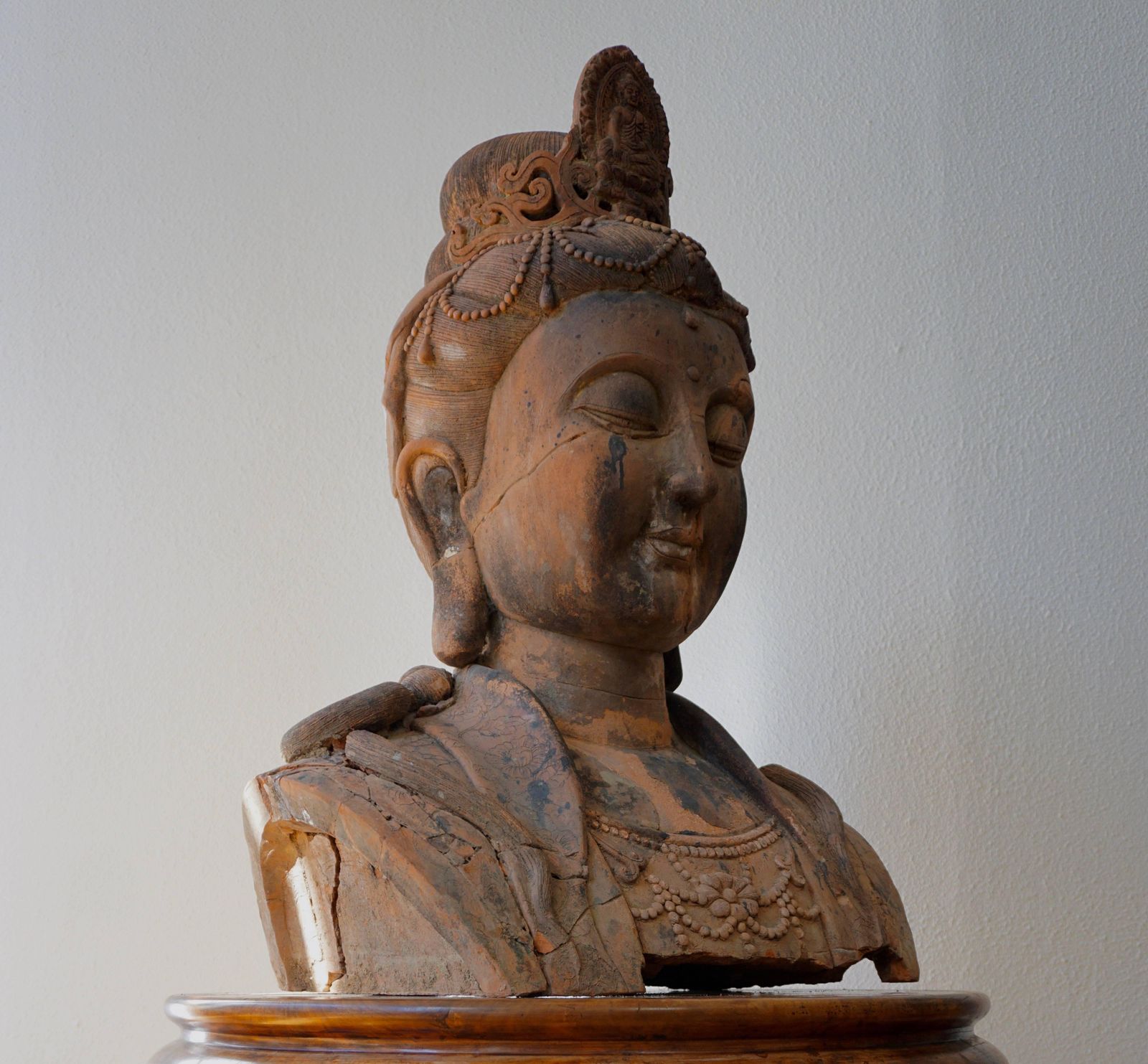 Larger Than Life Terracotta Buddha Bust Of Guanyin, Early 20th Century, China photo buy