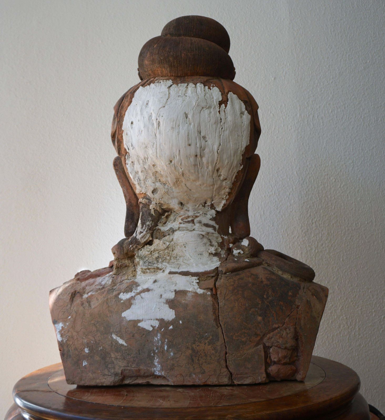 photo for sale Larger Than Life Terracotta Buddha Bust Of Guanyin, Early 20th Century, China