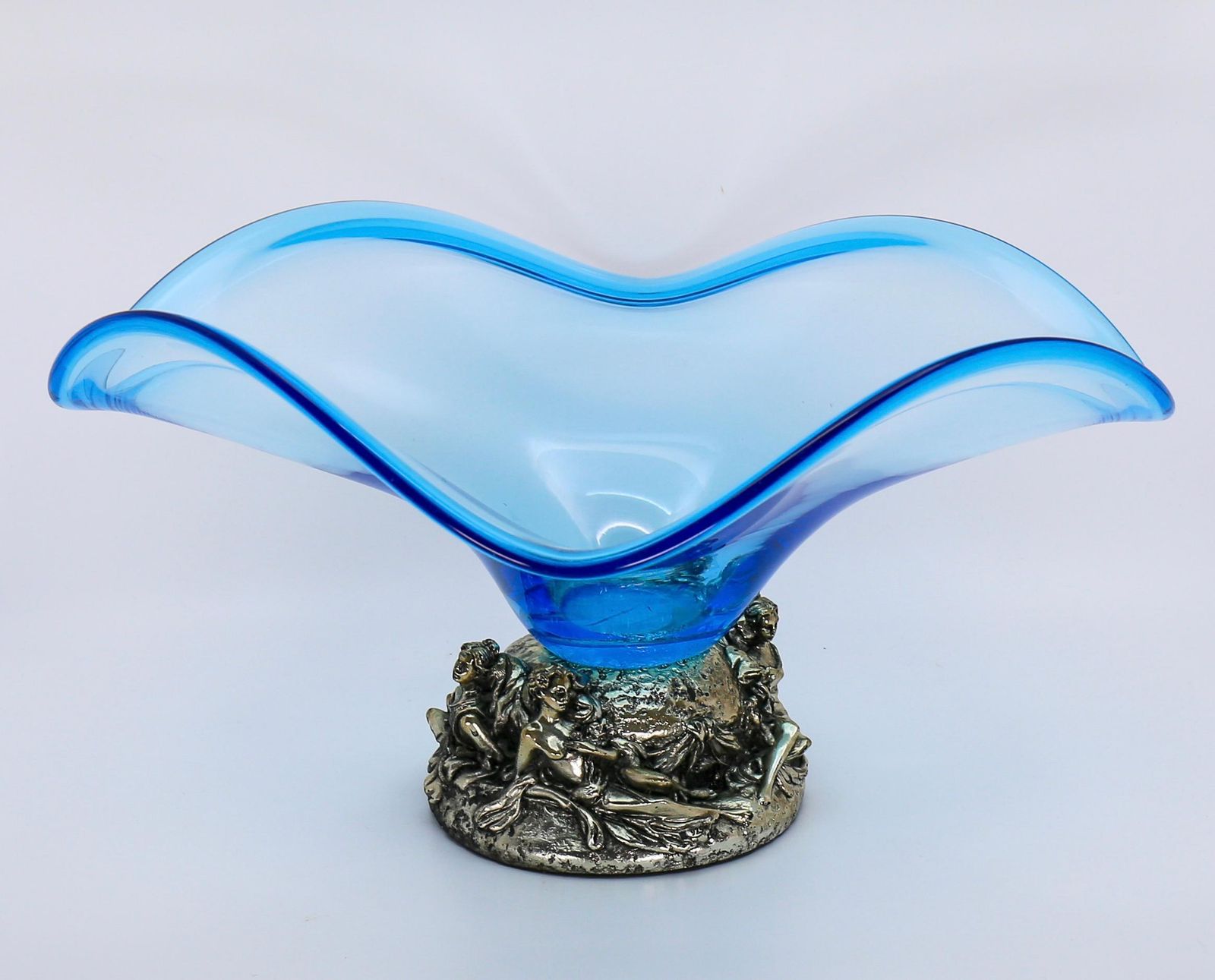 Elegant La Meridiana Murano Glass Bowl On Silver Base With 4 Relaxing Woman photo 2293.0