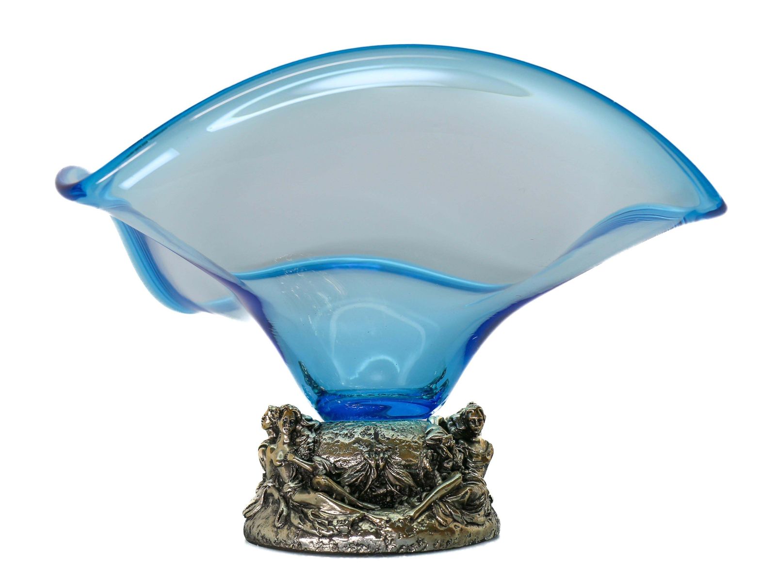 Elegant La Meridiana Murano Glass Bowl On Silver Base With 4 Relaxing Woman photo buy