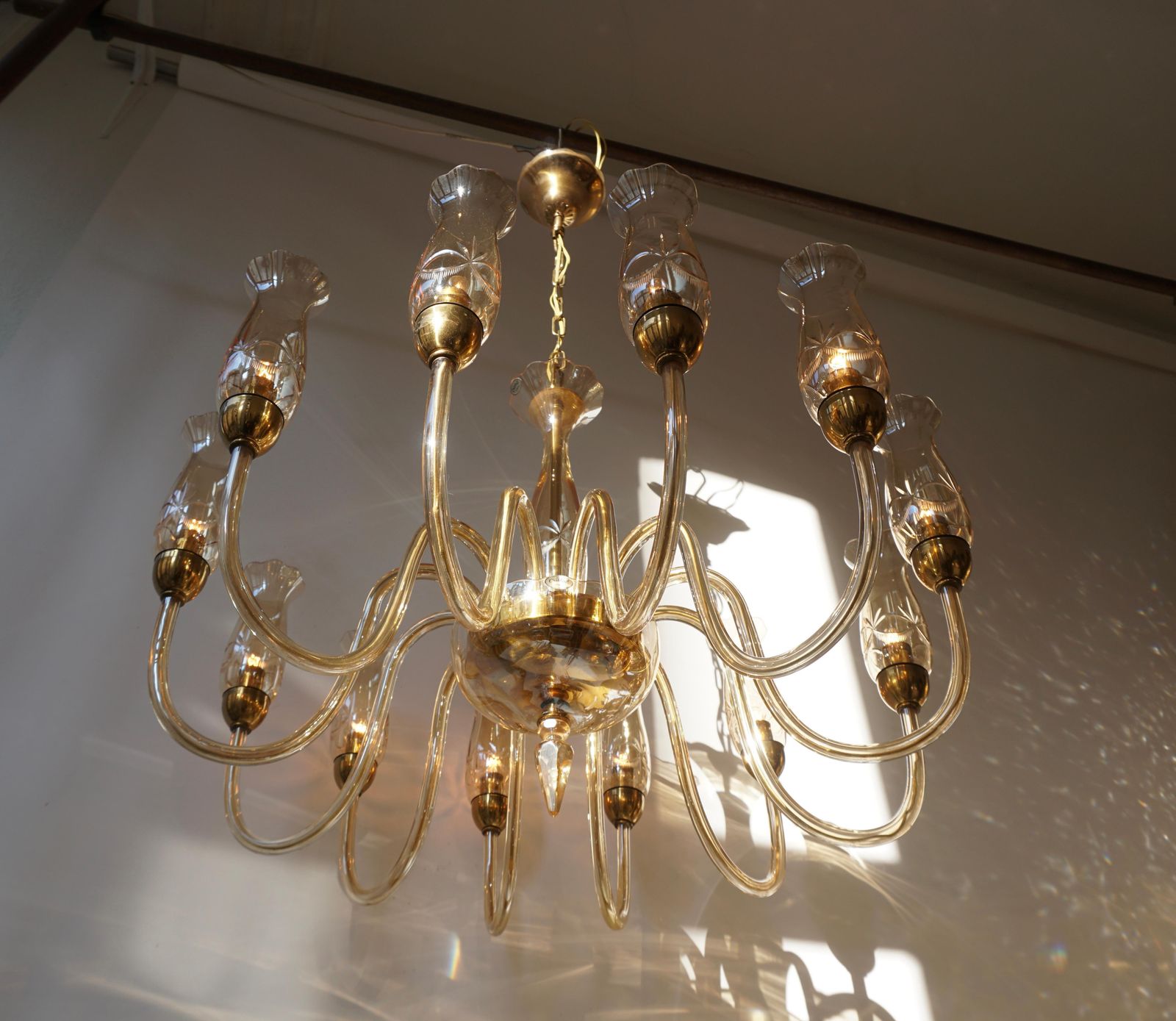 Italian Midcentury Style Murano Venetian Crystal Chandelier photo vinterior