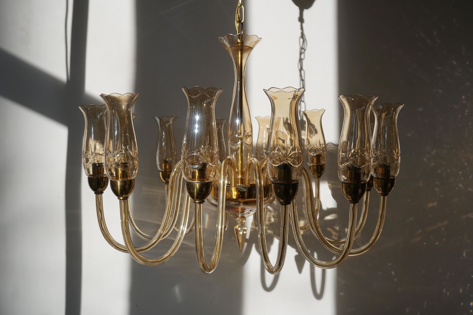 Italian Midcentury Style Murano Venetian Crystal Chandelier photo vintage