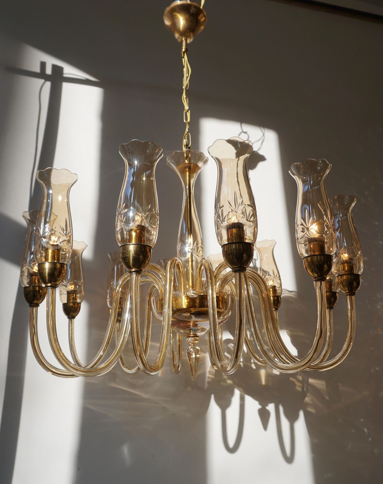 photo furniture Italian Midcentury Style Murano Venetian Crystal Chandelier