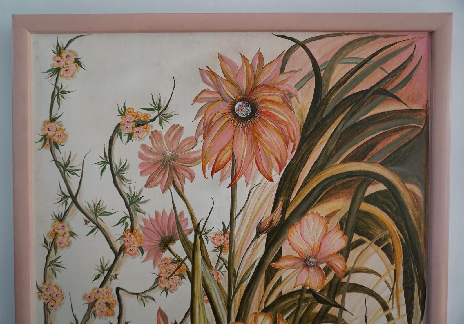 Realistic Pink Flowers Painting By L Lafortune photo for sale