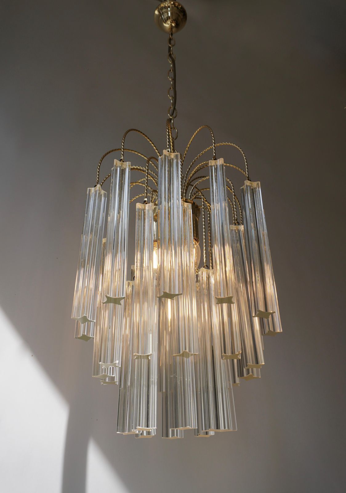 Venini Italian Quatro Punta Crystal Prism Chandelier photo furniture