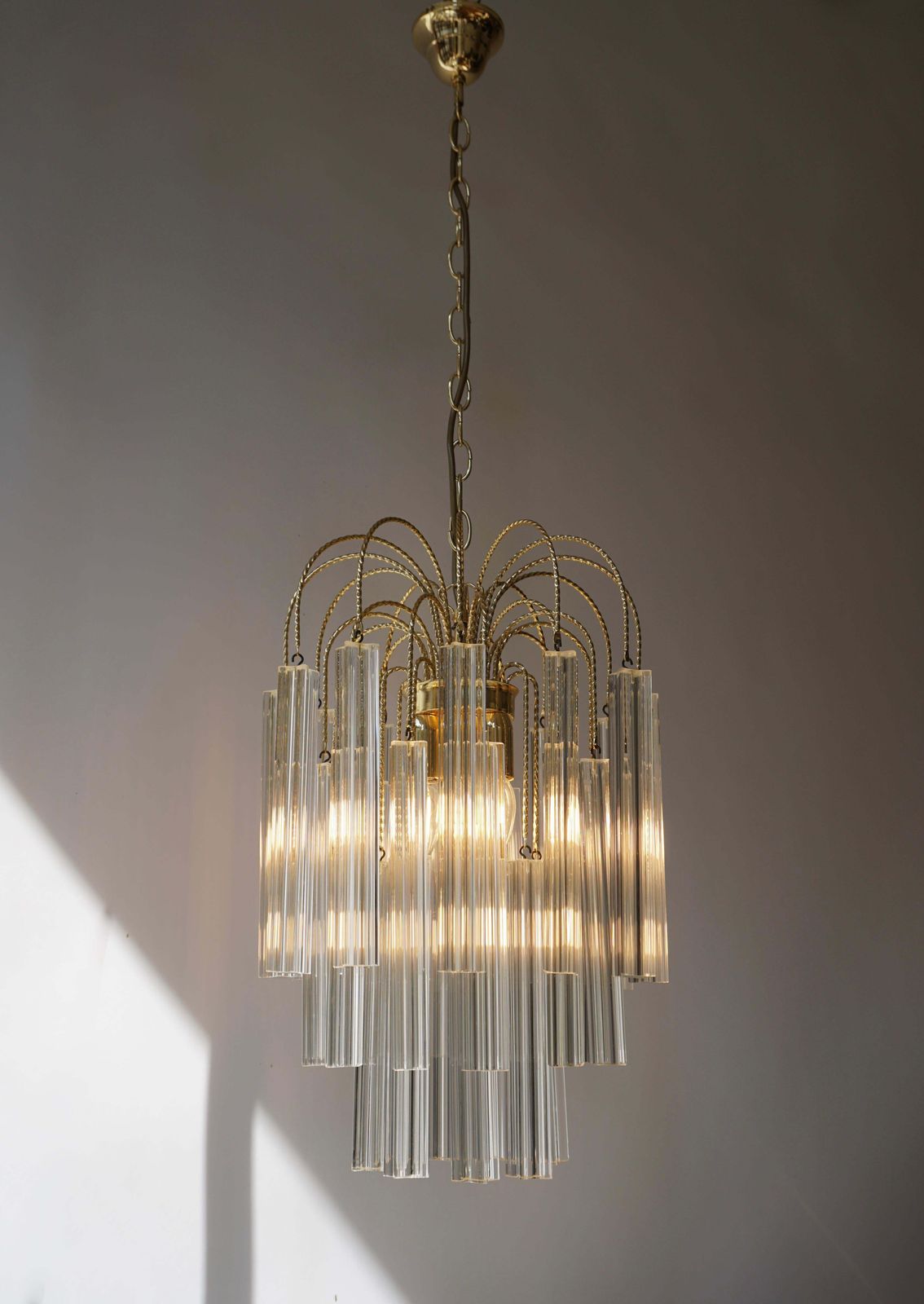 Venini Italian Quatro Punta Crystal Prism Chandelier photo for sale