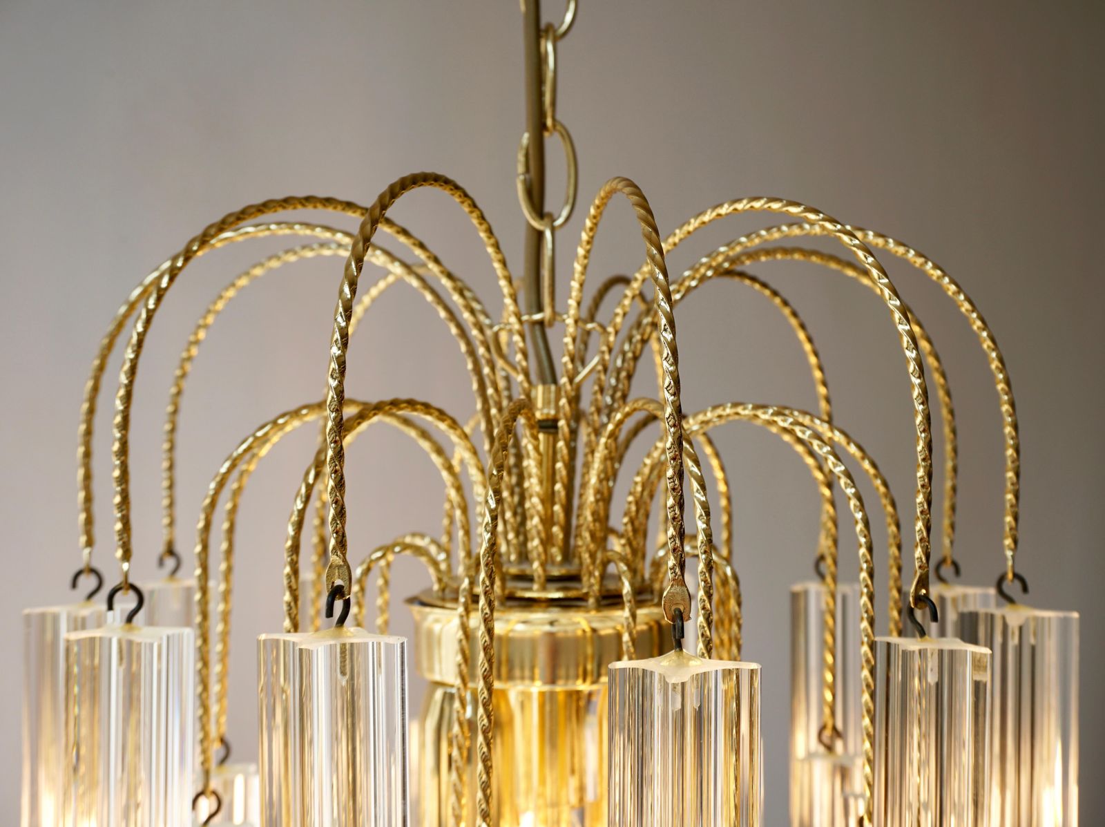 photo for sale Venini Italian Quatro Punta Crystal Prism Chandelier