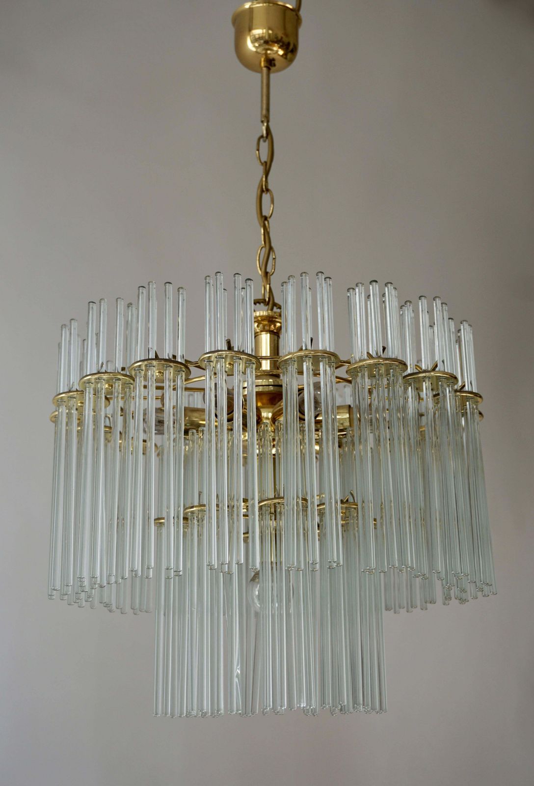 Italian Murano Glass And Brass Chandelier photo for sale