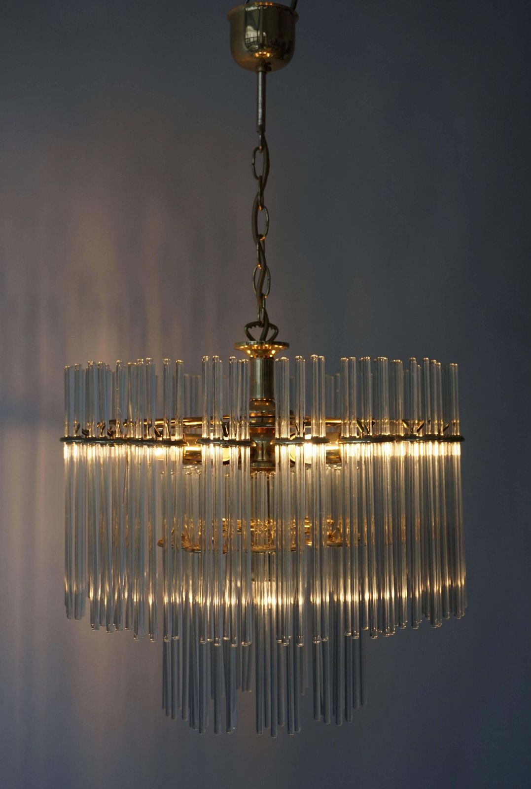 Italian Murano Glass And Brass Chandelier photo vinterior