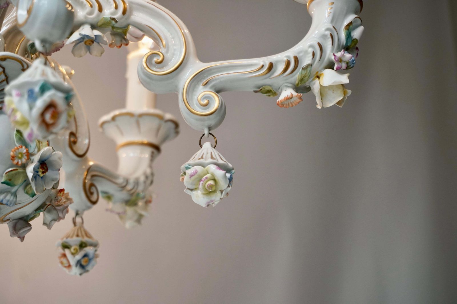 photo furniture Baroque Porcelain Flower Chandelier Or Candelabra, Italy