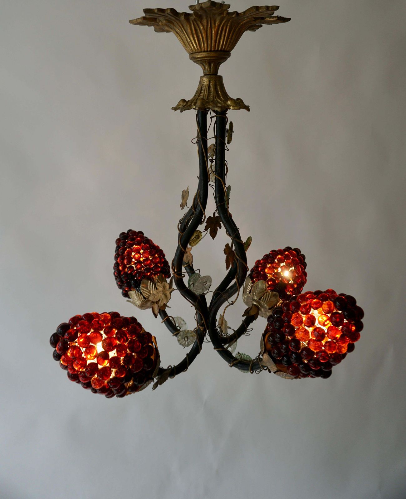Italian Venetian Murano Glass Grape And Flower Chandelier photo furniture