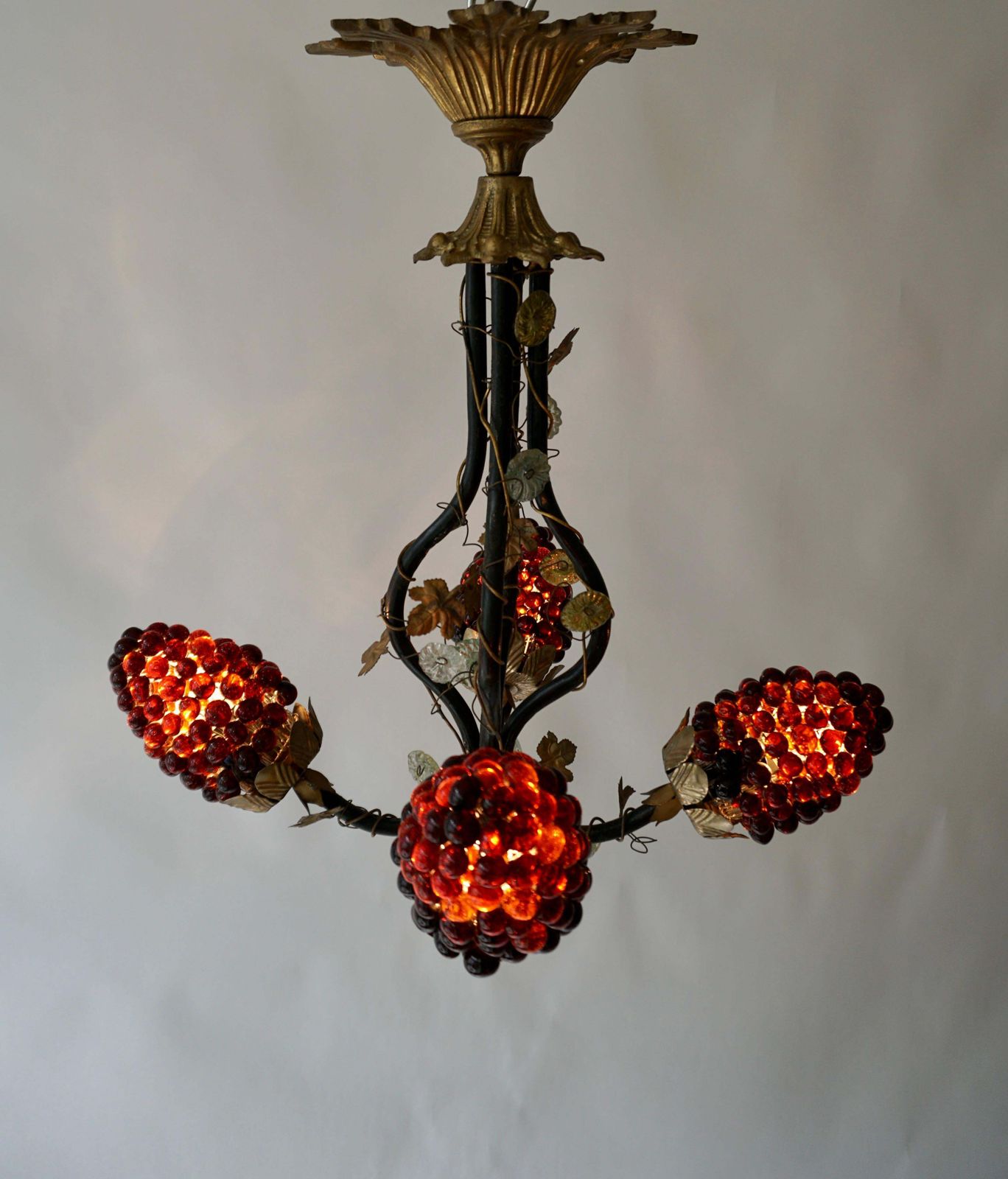 Italian Venetian Murano Glass Grape And Flower Chandelier photo Lighting