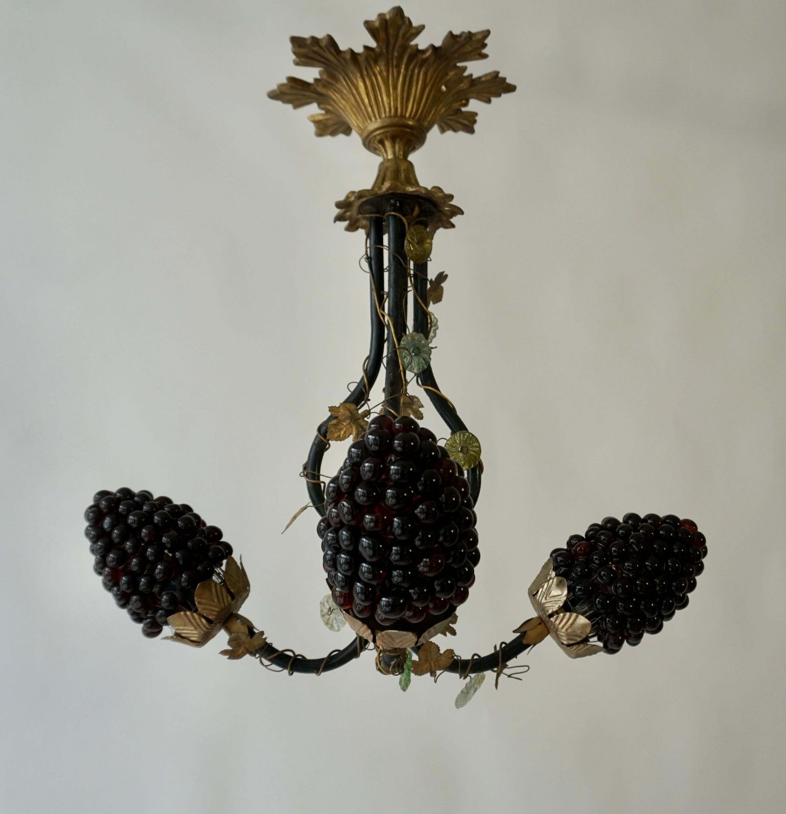 Italian Venetian Murano Glass Grape And Flower Chandelier photo vinterior