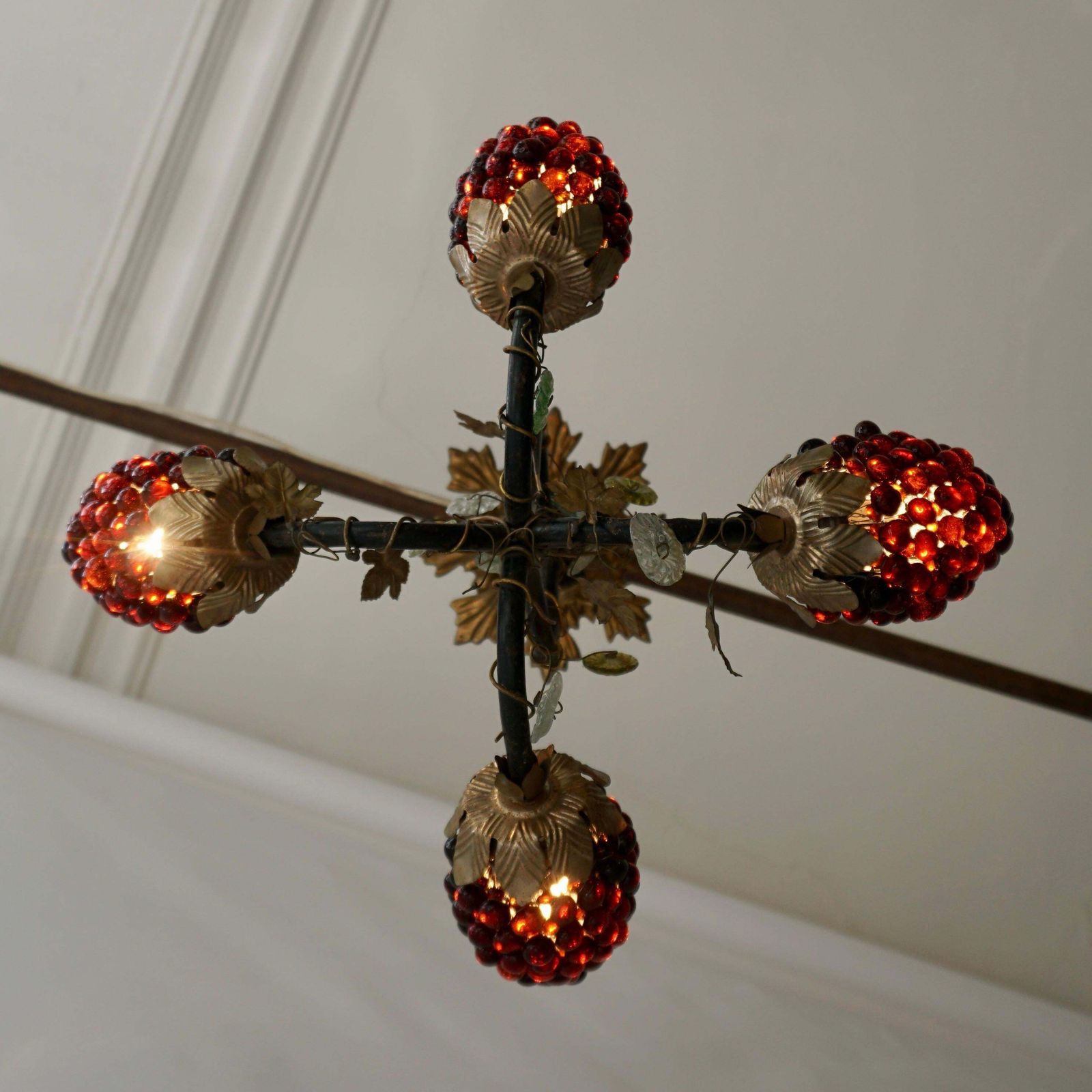Italian Venetian Murano Glass Grape And Flower Chandelier photo vintage