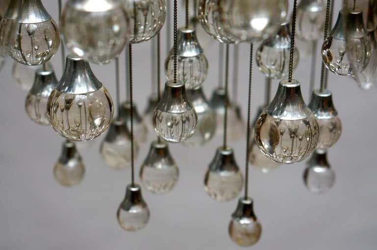 Mid Century Murano Glass And Chrome Chandelier By Gaetano Sciolari photo vintage