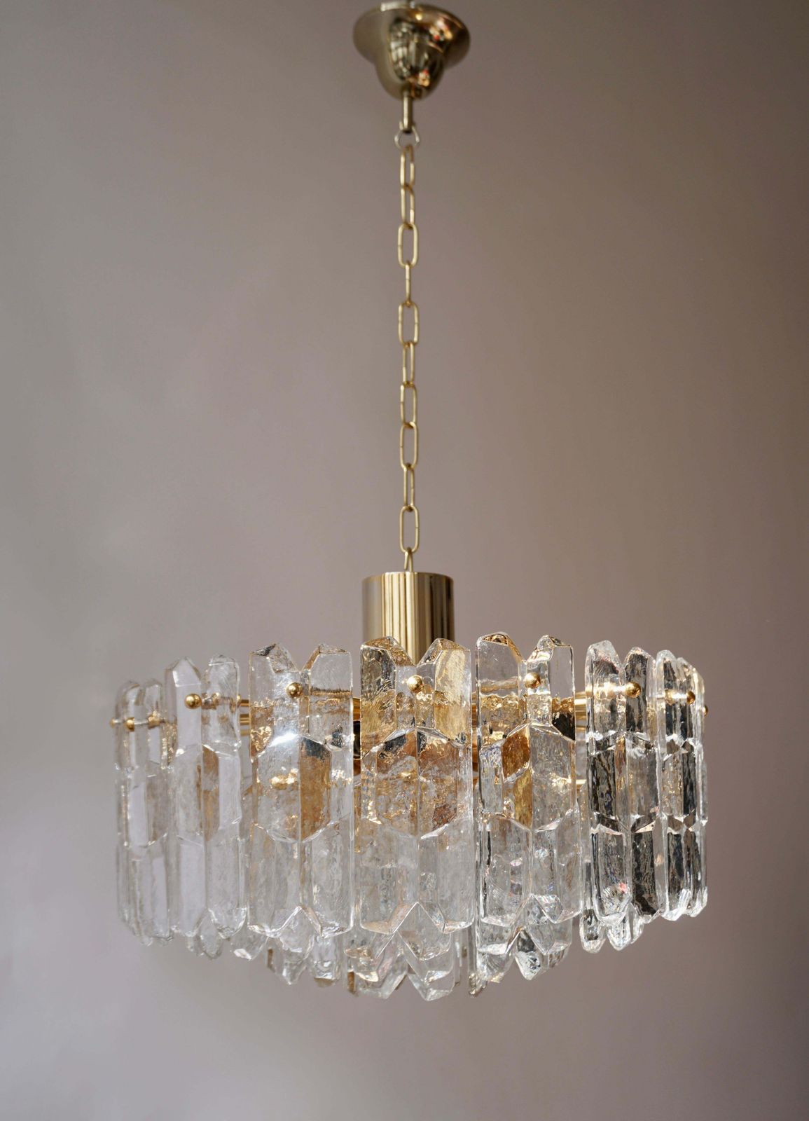 One Kalmar Chandeliers Palazzo Gilt Brass And Glass Austria, 1970s photo for sale