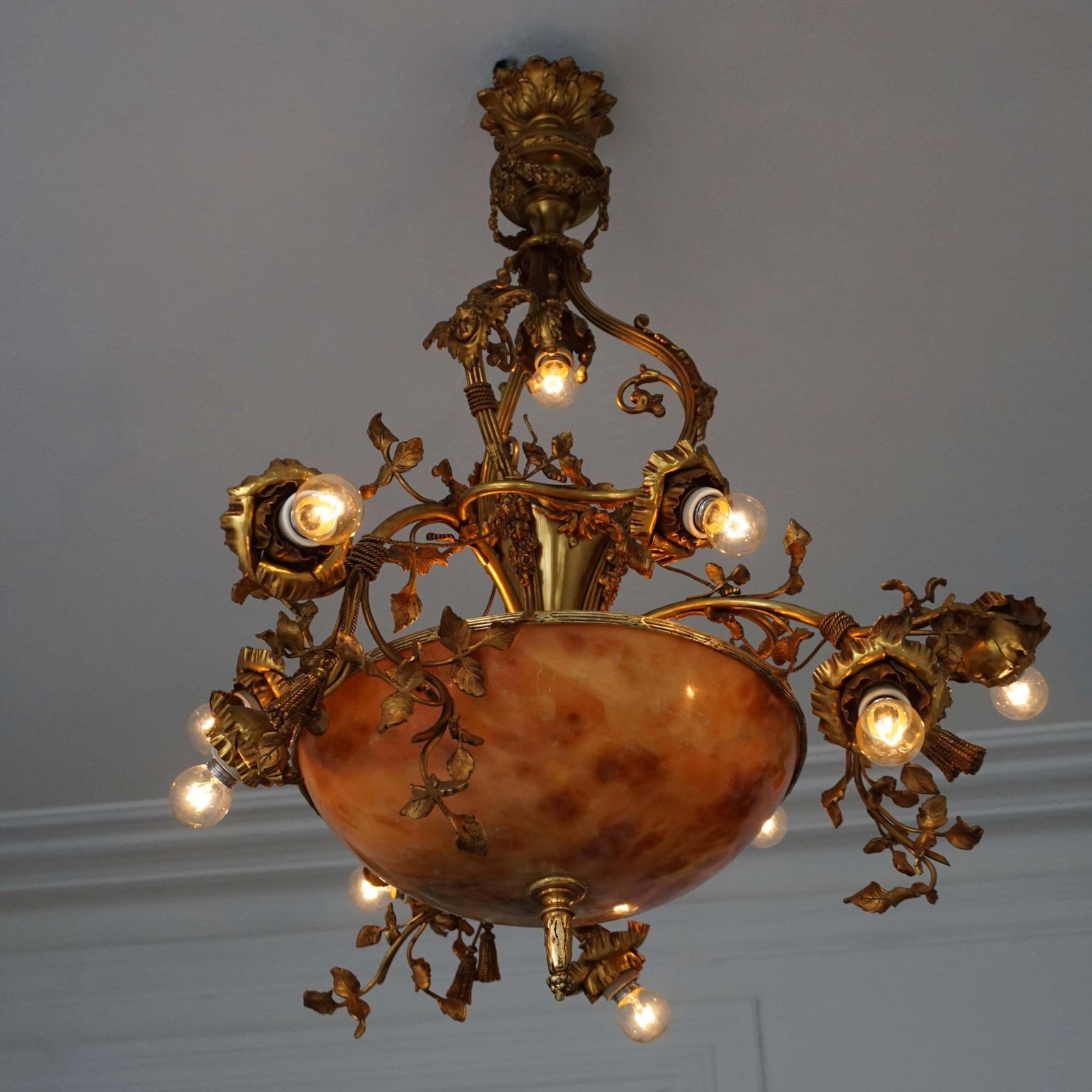Fine Gilt Bronze And Alabaster Belle époque Chandelier photo vinterior