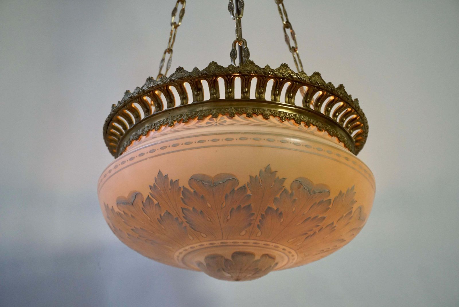 Superb Antique Lampshade Chandelier Lithophane, Biscuit From Porcelain photo for sale
