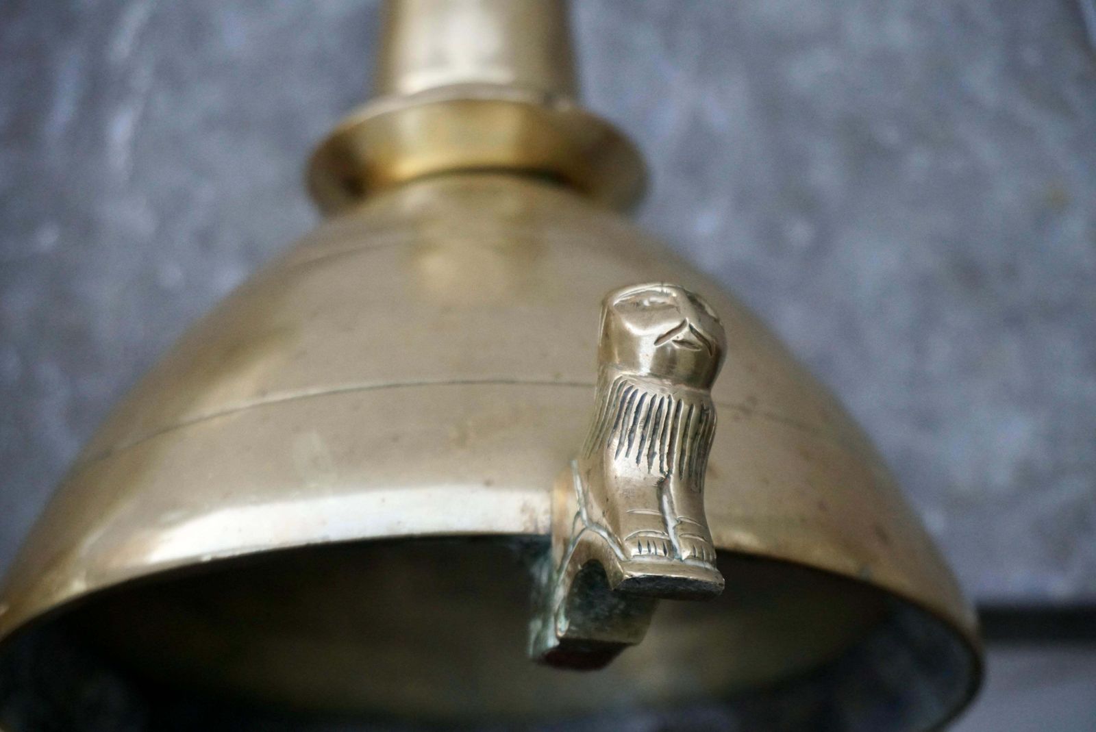 photo for sale Pair Of Gilt Bronze Gothic Revival Altar Pricket Candlesticks W. Lion Sculptures